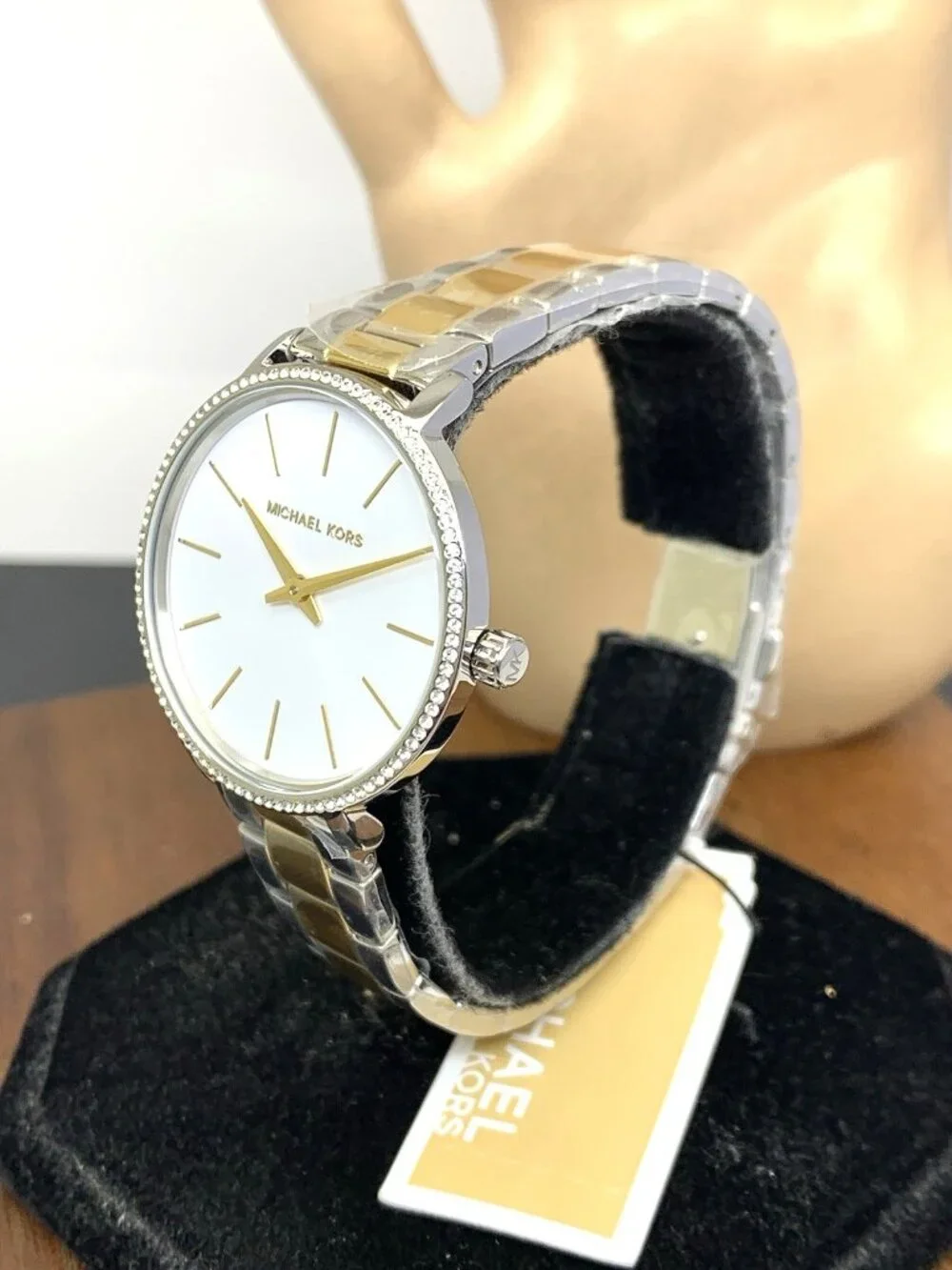 Michael Kors Womens Watch MK1041 Quartz White Dial Two Tone Stainless Steel 32mm